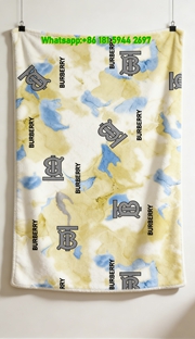 Burberry Flannel Throw Blanket Tie-Dye Monogram Print Sofa Blanket B151
